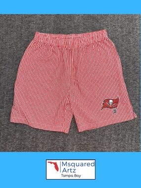 Concept Sports Tampa Bay Buccaneers Sleep Shorts Red White Gingham Men's Medium